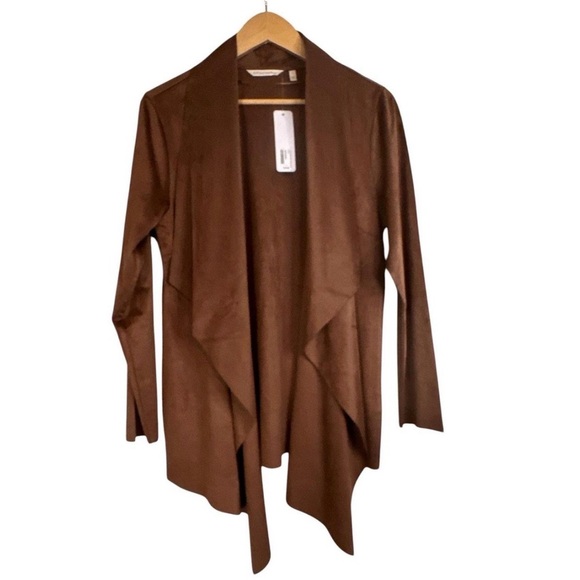 Soft Surroundings Shape Drape Faux Suede Jacket in Saddle Brown-Size L | NWT - Picture 4 of 8